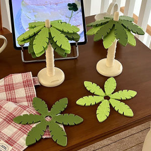 Ins Style Coconut Tree Cup Mat Heat Resistant Pad High Aesthetic Value Kitchen Dining Table Mat Irregular Silicone Material