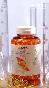 Viên uống dầu cá ARKOPHARMA SANTE CARDIOVASCULAIRE Omega 3 tăng cường sức khỏe hỗ trợ tim mạch sáng mắt bổ não đẹp da