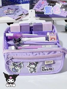 Sanrio Cartoon Cinnamoroll Kuromi Hello Kitty Pen Bag For kids Kawaii Pen Case Large Capacity Cute Pencil Bag
