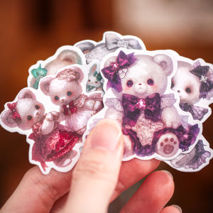 Bear Sticker Iron Box Sticker Cute Retro Bear Scrapbooking Decorative Material Landscape Sticker Paper Stationery Business Supplies