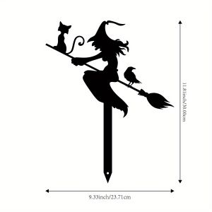 CIFbuy | CIFBUY Metal Wall Art Witch and Black Cat Iron Wall Decor Spooky Halloween Party Outdoor Garden Yard Decoration Accessory Easy I