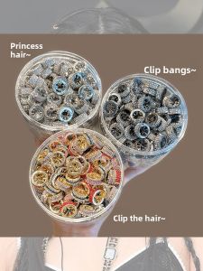 NING ZHOU | Round Metal Water Crystal Silver Hair Clip