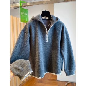 FLICBS | Áo Hoodie Kích Cỡ Lớn Dày với Mũ Trùm Đầu và Zipper Nửa Chất Liệu Dralon Fleece