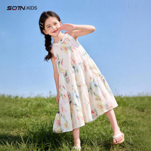 SQTN.KIDS | Floral Off-the-Shoulder Beach Style Beautiful Dress