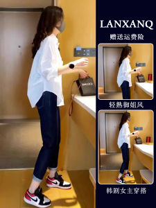 Slimming Effect Early Autumn Two-Piece Set for Pear Shaped plus Size Women Korean Style Long Sleeve Polo Collar Midi Dress