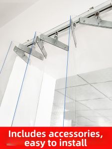 LVSEFENG | Sliding Folding Self-Adhesive Magnetic PVC Door Curtain