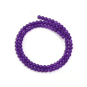 1 Strand Natural Chalcedony Stone Beads Deep Purple Round Jade Spacer Bead for Jewelry Making DIY Bracelet Necklace Accessories