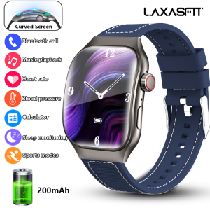 LAXASFIT New Curved Screen Womens Smart Watch 2.01 AMOLED HD Touch Screen Bluetooth 5.3 Voice Call Mens Fitness Smart Watch