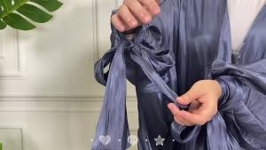 New Fashion Islamic Arabic Shiny Silk Sleeved Cardigan Robe 6653