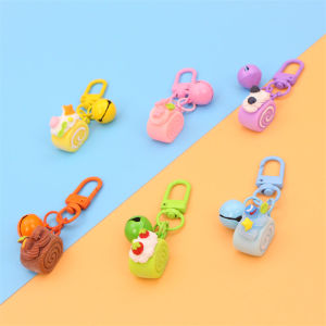Cute Cake Roll Keychain Creative Gift Couple Style Car Keychain Bag Pendant Resin Material Pink Girl Heart Element Lightweight