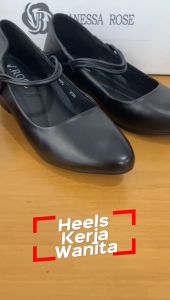 Sepatu Heels Chunky Import Wanita Kulit Real Import Premium W603 Sepatu Pesta Wanita Sepatu Kerja KulitAsli Wanita (+Box) Import