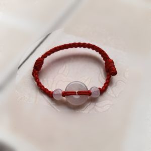 Baby Kids A- Level Jade Mini Peace Buckle Red Hand Strap Hand-Woven Men and Women Newborn Baby Ice Burma Jade