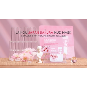 Bịch Chứa 12 Gói Mặt Nạ Bùn Hoa Anh Đào Sakura LAIKOU – Kiềm Dầu Nhờn Làm Sạch Da Dưỡng Sáng Da Chống Lão Hóa