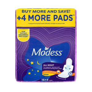 Modess All Night Extra Long with Wings Sanitary Napkin 20 Pads