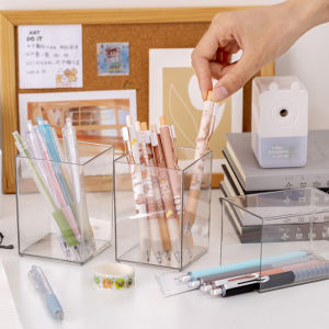 CANAMEK Bút Container Rắn Acrylic Đa Chức Năng Máy Tính Để Bàn Trang Điểm Bàn Chải Bút Chì Chủ Container Nhà Cung Cấp Bút Tổ Chức Bút Nồi