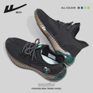 Breathable Flyknit Mesh Mens Sport Shoes Casual Fashionable Running Shoes Coconut Color Spring 2025 New Arrival Warrior Brand