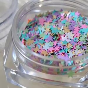 1Box 3D Macaron Colors Star Nail Glitter Sequins Sparkle Pentagram Nails Flakes Five-Point Stars Paillettes Manicure Decorations