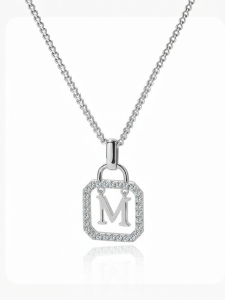 Custom Alphabet Lock Necklace Sterling Silver