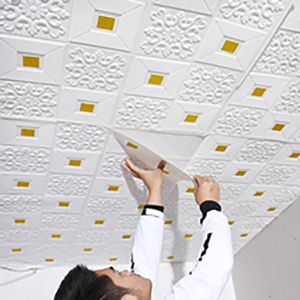 20pcs Retro Brick Gold Foam Wall Sticker 35cmx35cm Self Adhesive Waterproof Stain Resistant Wallpaper Living Room Bedroom Indoor