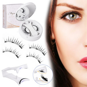 Magnetic Fake Eyelashes Set Reusable 3D Glue-free Waterproof Natural False Eyelashes With Travel-friendly Applicator