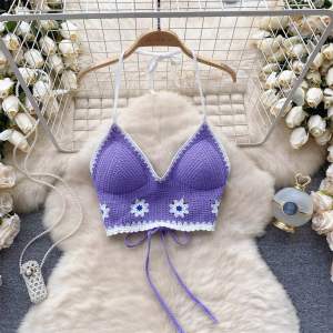 Áo bra len móc sắc màu cá tính đi biển đi du lịch hè 2024-shop Honniehouse