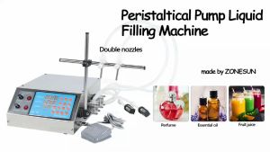 ZONESUN Double Nozzle Peristaltic Pump Liquid Solvent Milk Filling Machine For Juice Beverage Essential Oil Filler