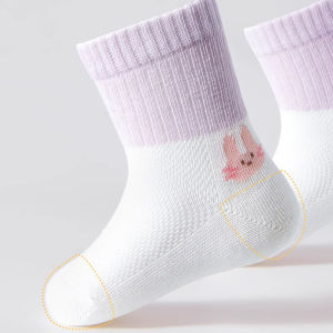 AIBEDILA Baby Girls Boys Mesh Thin Cotton Socks Breathable Soft Toddler Stockings Cute Color-blocking Newborn Socks 3Pairs