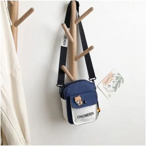 Cute  Canvas Shoulder Bag for Girls Simple Crossbody Small Size Junior High School Students Summer Handbag Tote Bag