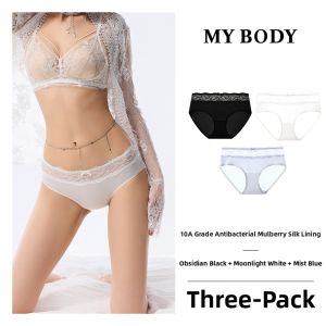 Mybody | Silk Finish Antibacterial Satin Lace Waist Brief