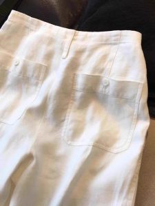 Elegant White Linen Wide Leg Straight Pants Women Summer New Style Slouchy Slimming Drapey Casual Cotton-Linen Trousers