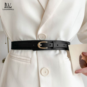 LouisWill Fashion Women Belts Waist Belt Elegant Buckle Design Adjustable Girls Ladies Belt Second-layer Cowhide Long Straps Waistbands Dress Coat Alloy Buckle Decorations