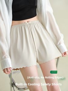 Miiow | MiiOW Ice Silk Safety Pants Womens Summer Loose Fit Bottoming Shorts Prevent Exposure Non-Rolling Edge Cool Feeling Sleepwear