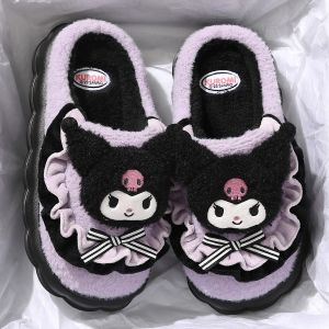 Dép Bông Lót Lông Cừu Dễ Thương Cho Nữ Hodo Kuroko Mùa Đông 2025 Dép Cotton Đế EVA Dày 15-35cm Thoải Mái Khi Ở Nhà