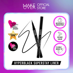MAKE OVER Hyperblack Superstay Liner - Eyeliner BEST SELLER Hitam Pigmented Waterproof Smudgeproof Tahan Seharian Tidak Luntur untuk Daily Pesta Part Wing Liner