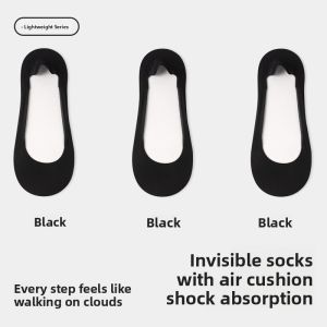 Summer Thin Pure Cotton Anti-Shock Air Cushion Ice Silk Invisible High Heel Socks for Women Non-Slip Boat Socks Breathable