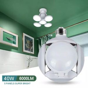 60Watts Led Folding Football Light Bulb Super Bright High Power four-leaf lamp 4+1
