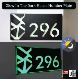 (Glow in the Dark) Modern House Number Plate Tanda Rumah - Full Customized - Night Glow - Assalamualaikum - Font Options - Easy Ordering