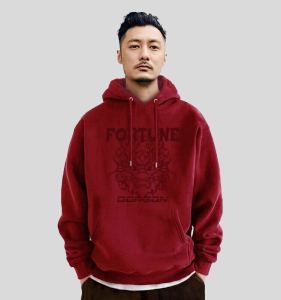 Red Snake Year Chinese Zodiac Cotton Fleece Hoodie Mens Autumn Winter Jacket Heavyweight Pure Cotton Trendy Brand Sweatshirt
