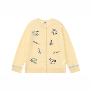 F426 | Spring New Knitted Cardigan Fun Casual Sporty Embroidered Colorful UV Protection