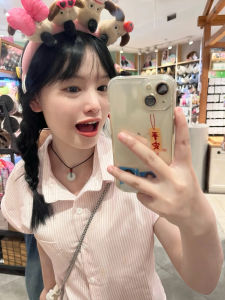 Áo Sơ Mi Nữ Tay Ngắn Mùa Hè Họa Tiết Sọc Màu Hồng Dáng Rộng Cổ Polo Chống Tia UV Chất Liệu Khác Dài Thường