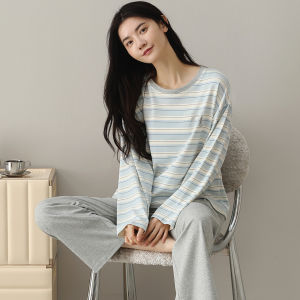 Bộ đồ ngủ nữ MiiOW vải cotton tay dài quần dài thoáng khí - mùa xuân thu đông