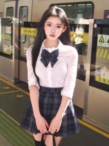 Bộ Đồng Phục JK 39cm Cạp Cao Xếp Ly Ngắn Kẻ Caro Phong Cách Ngọt Ngào Thường Ngày Mùa Hè 2025 Bộ Đồ Hai Mảnh Cho Nữ