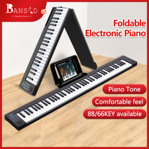 Bansid 88 Keys Electric Foldable Keyboard Bluetooth 28 Rhythms/Tones Built in Speaker Sustain Pedal Piano Bag Included