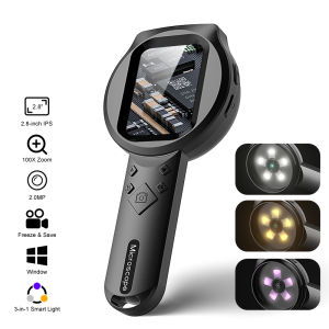 2.8 IPS Digital Magnifier HD 1080P 100X Portable Microscope Handheld Mignifying Glass for Electronics Repair Check Jewelry