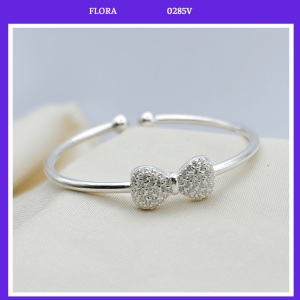 FLORA 0285V - Vòng tay bạc ta cua hình nơ dành cho bé gái