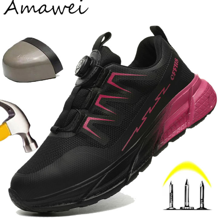 Womens Safety Shoes Steel Toe Sneaker Sport Work Safety Boots Puncture ...