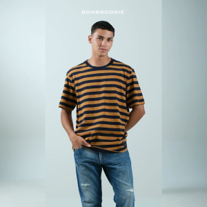 Bombboogie Kaos Pria Regular Makho Orange Navy 2.0 Stripe 12F05B4OA