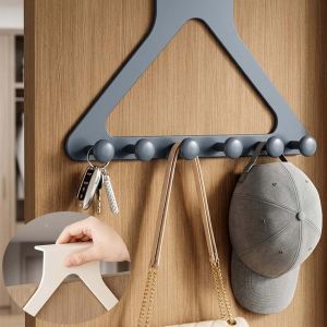 Triangular Door Hook Wall Mounted Punch-Free Traceless Hanger for Coat Hat Bag and More No-Drill Design Triangle Door Storage Hook Closet Towel Rack