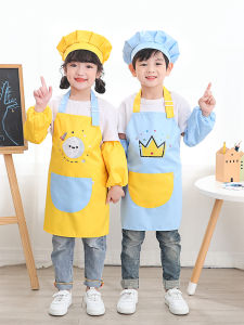 Kids Apron Three Suits Kindergarten Studio Graphic Art Waterproof Painting Clothes Baby Dinner Coverall Bib