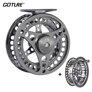 Goture Fly Fishing Reel 2+1BB Lightweight CNC-machined 3/4 5/6 7/8 9/10 Max Drag 8kg Large Arbor Left/Right Fly Reel+Spare Spool